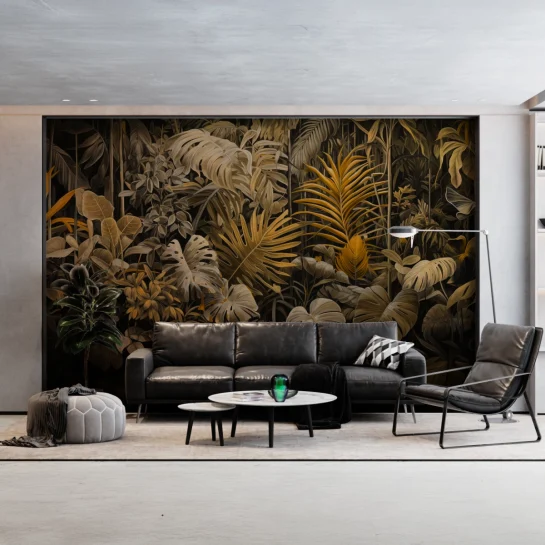 Fototapeta „Złota Dżungla” – egzotyczna głębia liści